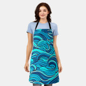 Tablier Vagues d'eau bleu turquoise Abstraite | (Porté)