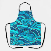 Tablier Vagues d'eau bleu turquoise Abstraite | (Recto)