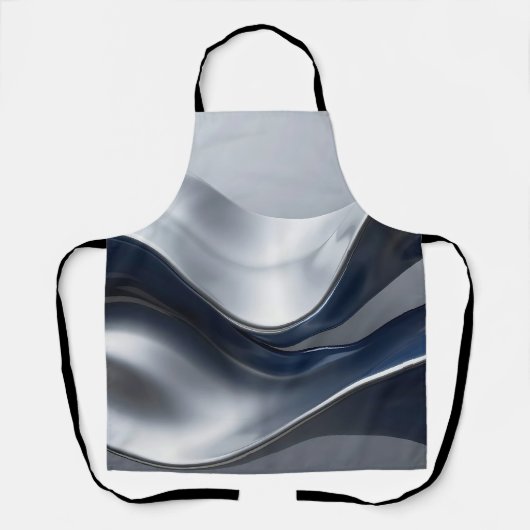 Tablier Vagues fluides abstraites argent et marine Design (Recto)