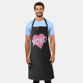 Tablier Valentine Coeur rose Blanc XOXO Noir moderne (Porté)