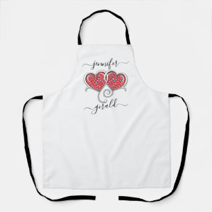 Tablier Valentine Élégant Coeurs Interverrouillés Design