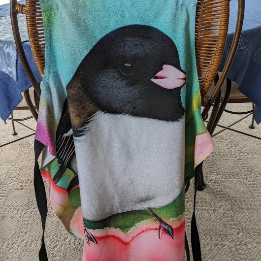 Tablier Valentine Junco Aquarelle Oiseau Tulipes & Coeur