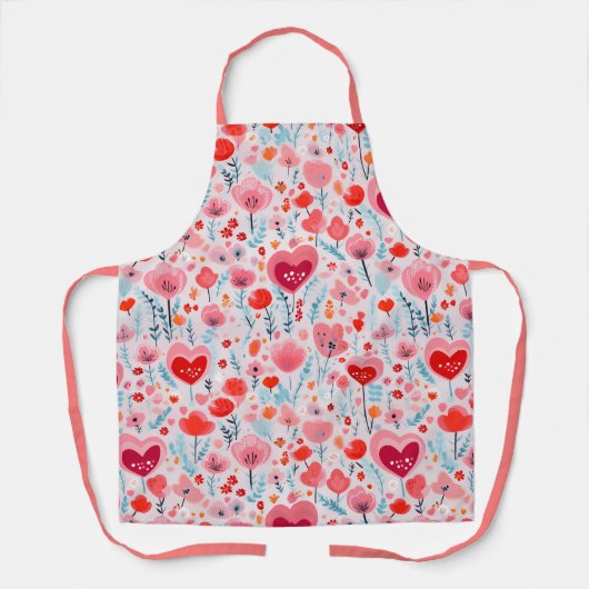 Tablier Valentines Coeurs Amour Motif (Recto)