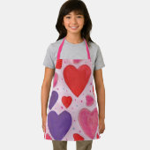 Tablier Valentines Coeurs Jour Pink violet et Motif rouge (Insitu)