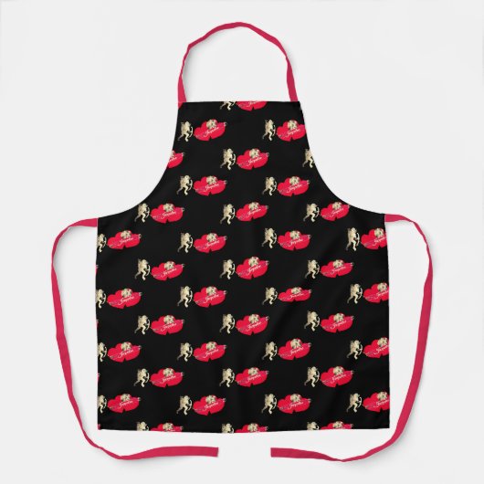 Tablier Valentine's Cupid w/Hearts All-Over Print Apron (Recto)