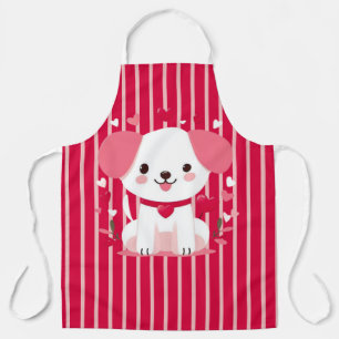 Tablier Valentines mignon chien rayé