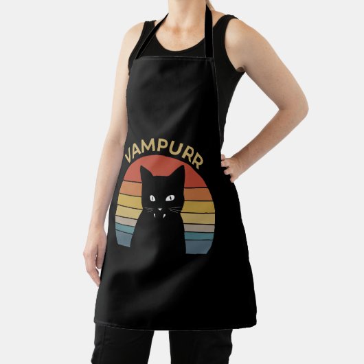 Tablier Vampurr funny vampire cat retro sunset Halloween (Insitu)