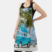 Tablier Van bleu et blanc sur la plage (Insitu)