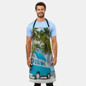 Tablier Van bleu et blanc sur la plage (Porté)