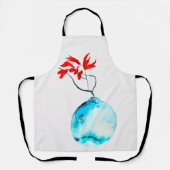 Tablier Vase bleu aquarelle ikebana (Recto)