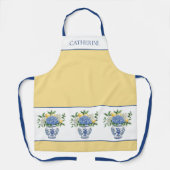 Tablier Vase Chinoiserie Bleu et Blanc avec hydrangées (Recto)