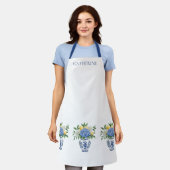 Tablier Vase Chinoiserie Bleu et Blanc avec hydrangées (Porté)