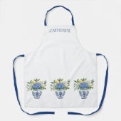 Tablier Vase Chinoiserie Bleu et Blanc avec hydrangées (Recto)
