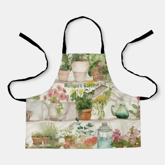 Tablier Vase de fleurs botaniques Jardin Plante Aquarelle (Recto)