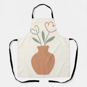 Tablier Vase de tulipes minimaliste en ligne artistique