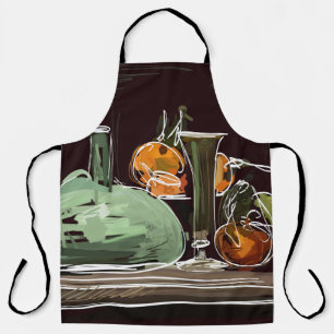 Tablier Vase verte à vin de fruits expressionniste