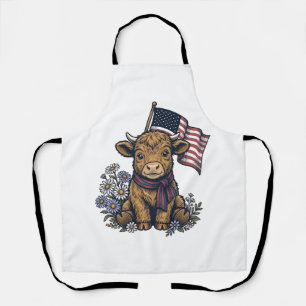 Tablier Veau des Highlands patriotique avec drapeau vintag