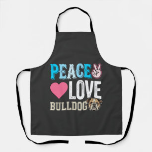 Tablier Vecteur Peace Love Bouledogue