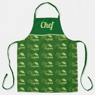Tablier Vegan Logo Leaf Green & Gold Personnalisé