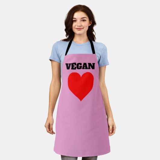 TABLIER VEGAN PINK KITCHEN APRON (Porté)