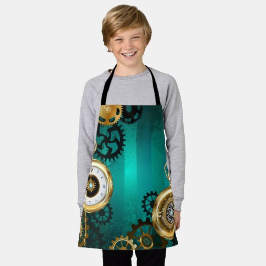 Tablier Veille bijoux Steampunk sur un Arrière - plan vert (Porté)