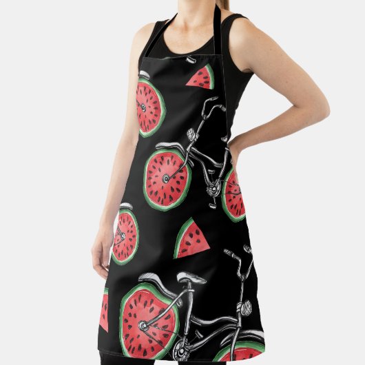 Tablier Vélos à roue de pastèque, motif d'été. (Insitu)