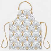 Tablier Ventilateur blanc, or et noir Art déco Motif (Recto)