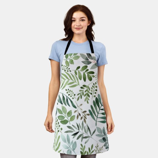 Tablier Verdure botanique Feuille Aquarelle (Porté)