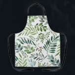 Tablier Verdure botanique Feuille Aquarelle<br><div class="desc">Rustique Aquarelle verte feuille motif</div>