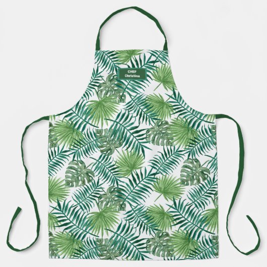 Tablier Verdure tropicale Feuilles floraux (Recto)