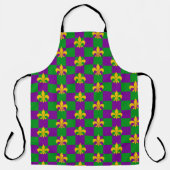 TABLIER VÉRIFIER VERT PURPLE AVEC FLEUR DI LIS JAUNE (Recto)