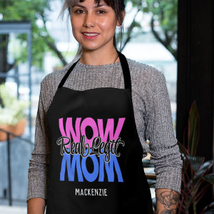 Tablier Véritable Legit Wow Maman Imprimer (rose et bleu)