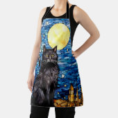 Tablier Verre tendu Chat noir Starry nuit (Insitu)