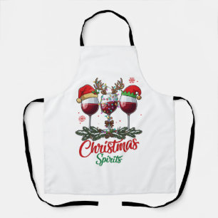 Tablier Verres à vin Esprits de Noël Renne Andouillers Pi