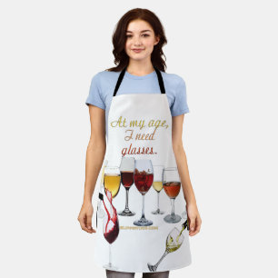 Tablier Verres à vin SlipperyJoe's jeu de mots coquin roug