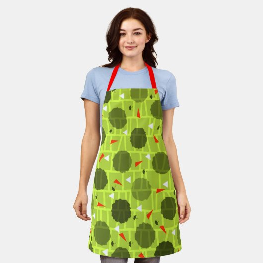 Tablier Vert à motifs (Porté)