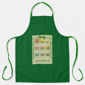 Tablier vert avec fleurs dans des tasses à thé (Recto)