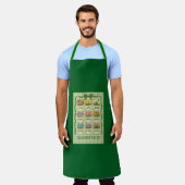 Tablier vert avec fleurs dans des tasses à thé (Porté)