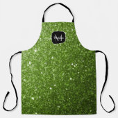 Tablier Vert clair verdure paillettes scintille Monogramme (Recto)