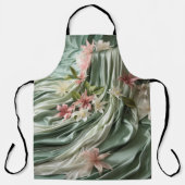 Tablier Vert, Crème, Draps De Soie Et Fleurs De Pinkish (Recto)