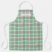 Tablier Vert émeraude rose chaud blanc Madras prépa (Recto)