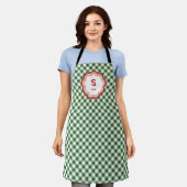 Tablier Vert et Blanc Gingham Noël (Porté)