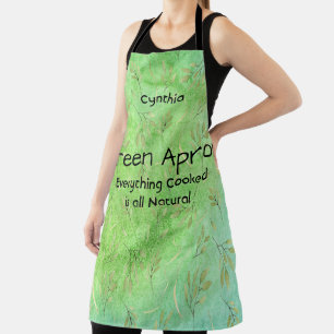 Tablier Vert et bleu clair avec feuilles