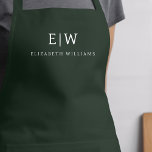Tablier Vert foncé Élégant Moderne Minimaliste Monogramme<br><div class="desc">Appréciez votre expérience culinaire grâce à notre Apron de Cuisine Monogramme minimaliste Moderne Classique. Cette cuisine indispensable allie élégance intemporelle et minimalisme contemporain. Conçu avec précision, cet tablier n'est pas seulement un accessoire pratique, mais aussi un énoncé de style personnel. Le monogramme personnalisable et l'option de nom vous permettent d'imprégner...</div>