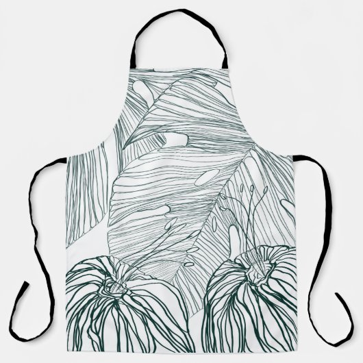 Tablier vert foncé & turquoise monstère feuilles & lys con (Recto)