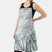 Tablier vert foncé & turquoise monstère feuilles & lys con (Insitu)