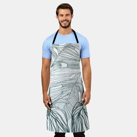 Tablier vert foncé & turquoise monstère feuilles & lys con (Porté)