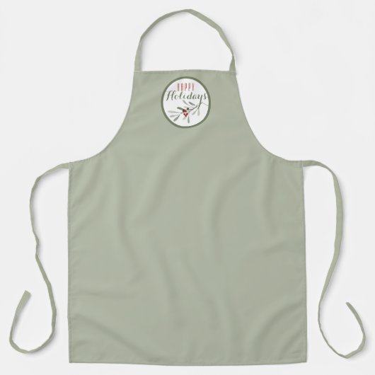 Tablier Vert gris bouché avec Sprig de verdure de Noël (Recto)