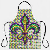 Tablier Vert jaune pourpre Mardi Gras fleur de lis (Recto)
