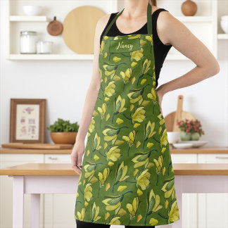 Tablier Vert Magnolia Floral Personnalisé